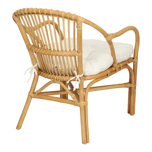 Fotel rattanowy Neta boho do salonu z podłokietnikami i poduszką Atmosphera naturalny