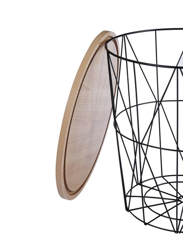 Stolik kawowy okrągły Salvatore 42 cm dąb naturalny czarny nowoczesny do salonu Intesi