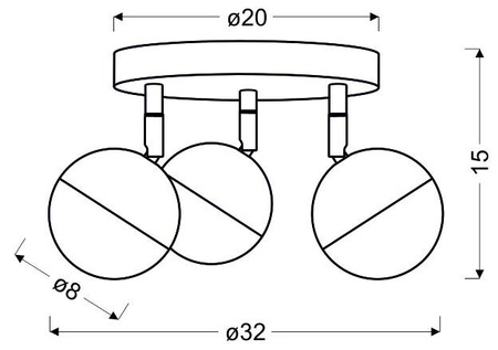 Lampa sufitowa Party plafon 3x3W LED rgb główka okrągła 1e z przegubem kd system chrom