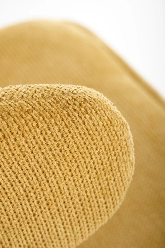 Krzesło tapicerowane Odile Intesi musztardowe do jadalni nowoczesne na czarnych nogach