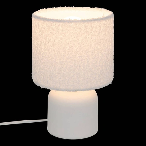 Lampka nocna Bona biała boucle do sypialni nowoczesna boho 