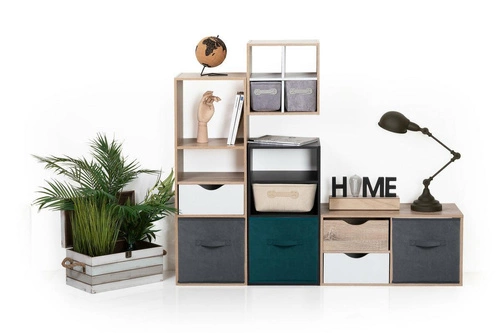 Regał na książki schodkowy Kali 6 półek skandynawski naturalny modułowy do salonu