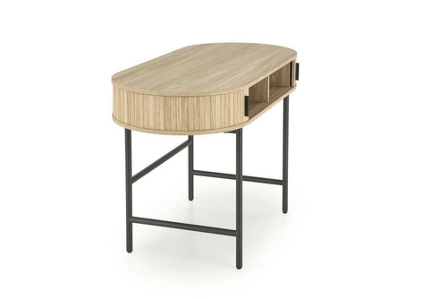 Biurko Bahli skandynawskie do pracy 120 cm nowoczesne naturalne z czarnymi nogami Intesi