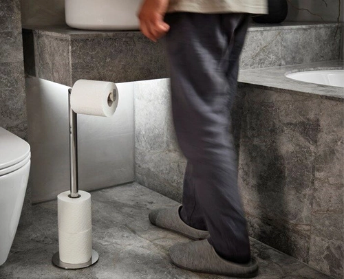 Stojak na papier toaletowy Joseph Joseph Easystore Luxe srebrny stal nierdzewna nowoczesny do łazienki