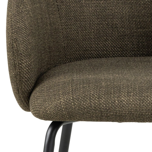 Krzesło tapicerowane Eleonor Actona oliwkowe z podłokietnikami do jadalni nowoczesne