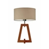 Lampka nocna Clio beżowa z abażurem glamour drewniana mahoniowa do sypialni LYSNE 47 cm