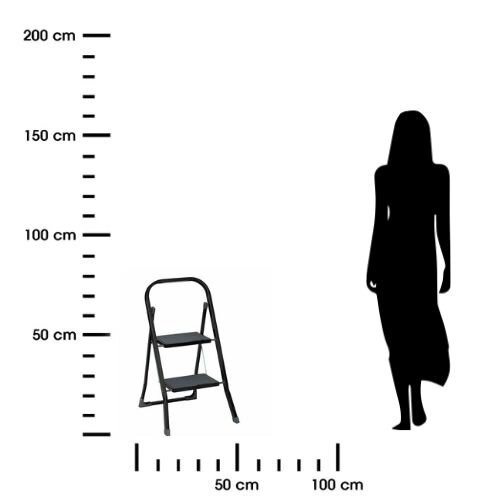 Drabinka składana 2-stopniowa metalowa    czarna