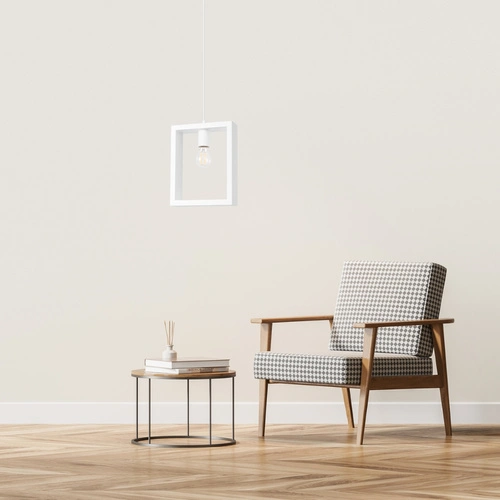 Lampa wisząca ARIES biała skandynawska do salonu i jadalni z regulacją wysokości