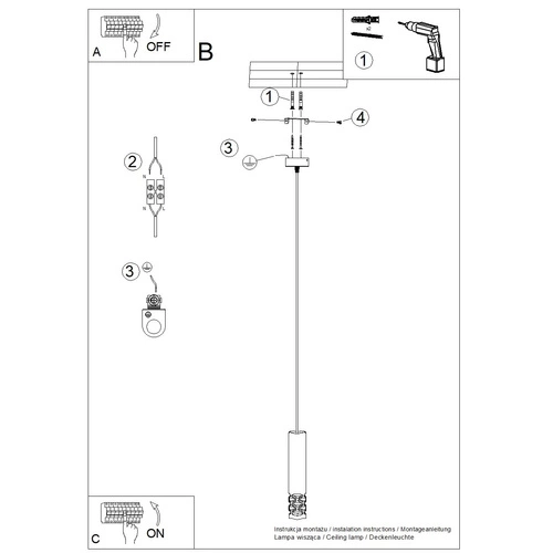 Nowoczesna biała lampa wisząca LIRO 1 metalowa do salonu i kuchni SOLLUX