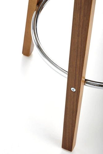 Hoker Ruby tapicerowany kremowy z oparciem i podłokietnikami do kuchni industrialny orzech 66 cm