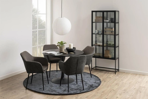 Witryna szklana na książki Seaford czarna nowoczesna do salonu i jadalni Actona 185 cm