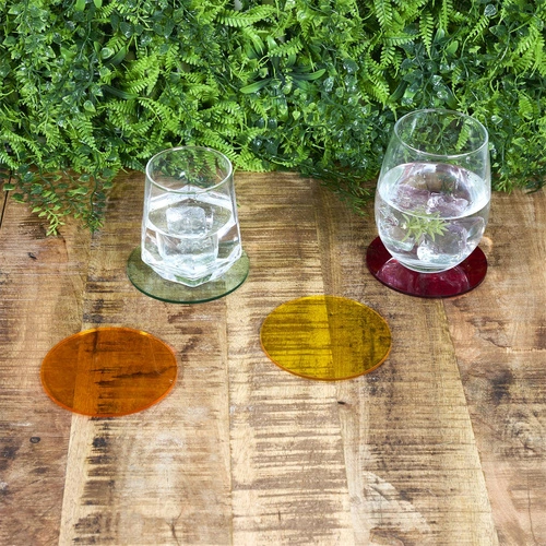 Zestaw 4 podkładek pod szklankę kolorowe, szklane