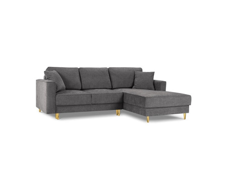 Narożnik z funkcją spania Dunas Grey Structured Fabric Prawostronna kolor nóg złoty
