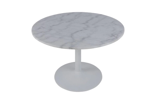 Stół okrągły marmurowy biały Tarifa Actona do jadalni nowoczesny glamour 110 cm