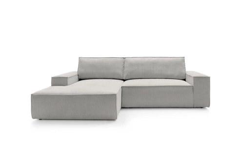 Narożnik sztruksowy Molde M lewy z funkcją spania i pojemnikiem do salonu szary