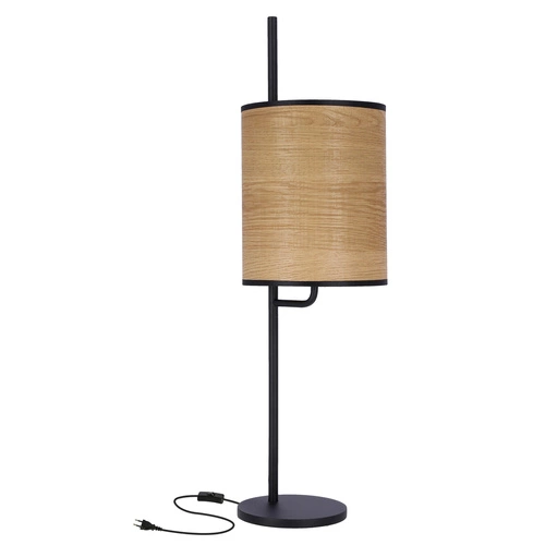 Lampa stołowa Zeta czarny 1x40W E27  abażur orzechowy