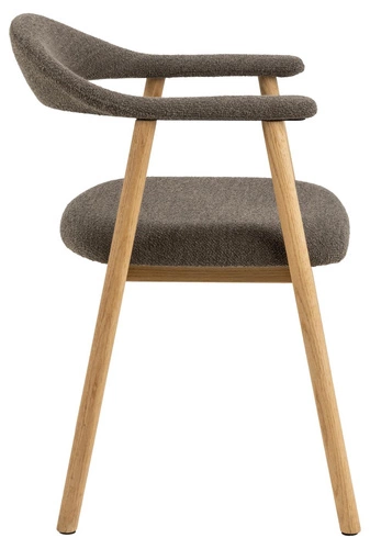 Krzesło do jadalni tapicerowane boho Addi Actona brązowe dąb z podłokietnikami