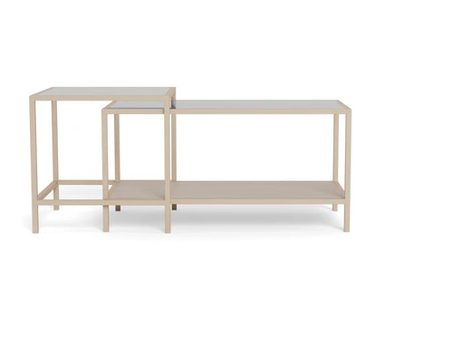 Seaford zestaw 2 stolików kawowych kwadratowych loft beżowy do salonu