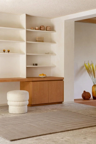 Dywan wełniany do salonu Decor Bedou Cobblestone 200x280cm beżowy nowoczesny boho łatwy w czyszczeniu