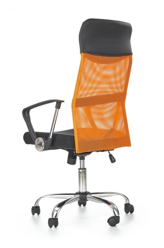 Fotel biurowy ergonomiczny obrotowy Spiner Intesi pomarańczowy skórzany z regulacją do biura
