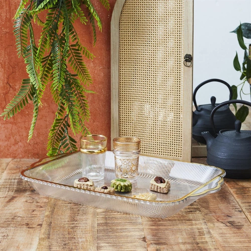 Taca Mirage 41cm złoty brzeg plastikowa