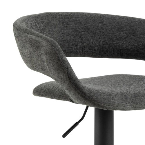 Hoker Grace szary ciemny aksamitny z oparciem i podłokietnikami regulowany do kuchni Actona