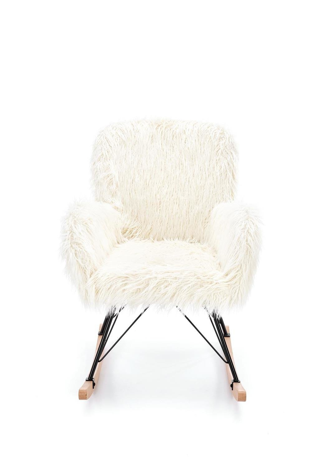 Fotel bujany Natsu kremowy do salonu nowoczesny boucle wypoczynkowy Intesi