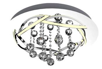 Korfu plafon LED okrągły chromowy 50 cm nowoczesny do salonu i jadalni glamour