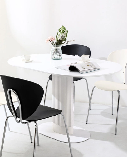 Stół do jadalni Maxim biały owalny nowoczesny na jednej nodze 120x70 cm Intesi