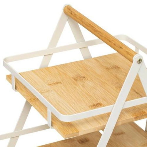 Półka drewniana do kuchni Ordera 2-poziomowa z uchwytem nowoczesna bambusowa biała 5five