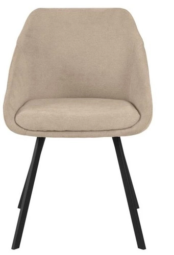 Krzesło tapicerowane Nils Actona do jadalni beżowe nowoczesne kubełkowe na czarnych nogach