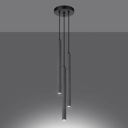 Nowoczesna lampa wisząca betonowa Pastelo 3P szara nad stół do salonu i jadalni