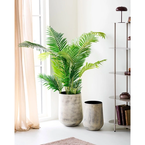 Zestaw 2 donic Hou metal duża donica dekoracyjna do salonu beżowa