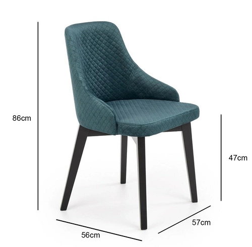 Krzesło do jadalni Albe Intesi tapicerowane welur zielone z podłokietnikami nowoczesne