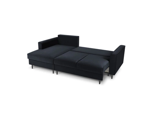 Narożnik z funkcją spania Leona Dark Blue Velvet Lewostronna kolor nóg czarny