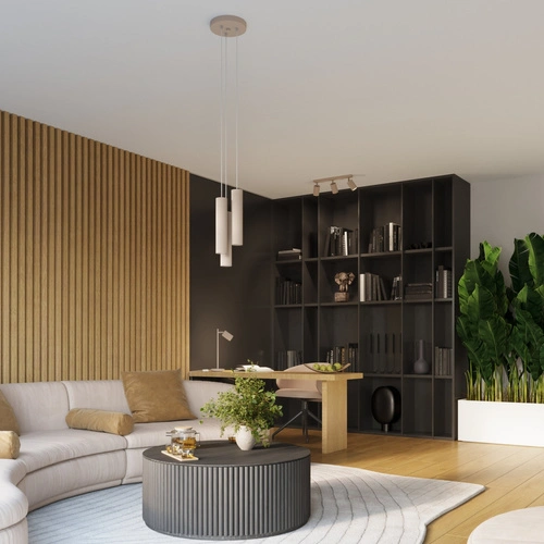 Plafon sufitowy KARBON 60 taupe nowoczesny beżowy aluminiowy do salonu i kuchni