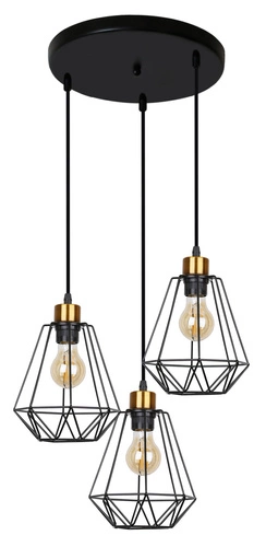 Lampa wisząca Primo talerz czarny+złoty  3x60W E27 klosz czarny