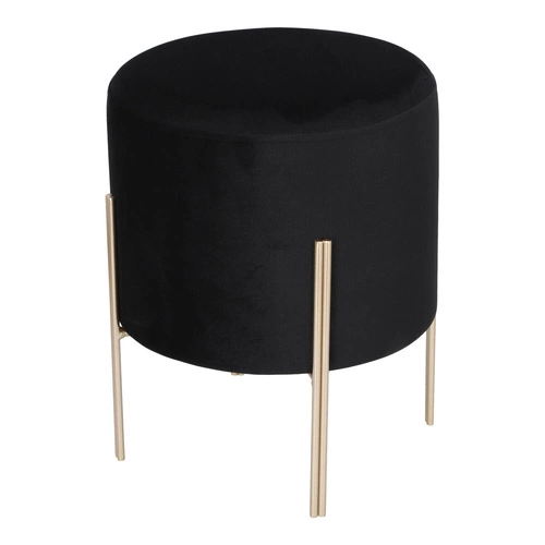 Pufa Living Velvet Atmosphera czarna welurowa na złotych nogach okrągła do salonu glamour