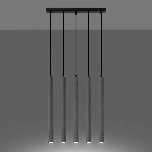 Nowoczesna lampa wisząca betonowa Pastelo 5L szara do salonu jadalni lub kuchni