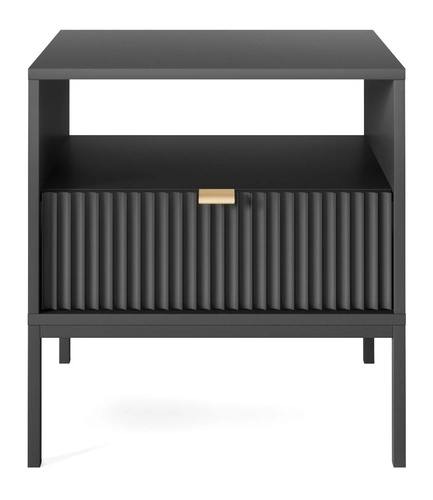 Zestaw mebli do sypialni czarny/czarny Delicious ryflowane fronty