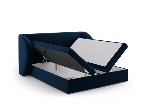 Łóżko tapicerowane Miley welurowe niebieskie 160x200 z pojemnikiem do sypialni