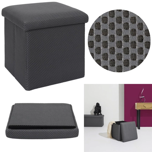 Pufa ze schowkiem Vels Atom szara nowoczesna składana do przedpokoju i pokoju młodzieżowego 38x38 cm