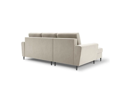 Narożnik z funkcją spania Moghan Beige Velvet Lewostronna kolor nóg czarny