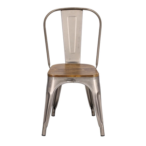 Krzesło Paris Wood D2.DESIGN metalowe z drewnianym siedziskiem do jadalni styl industrialny