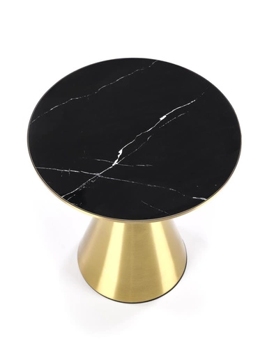 Stolik kawowy Aventure okrągły czarny marmur złoty glamour 50 cm do salonu Intesi