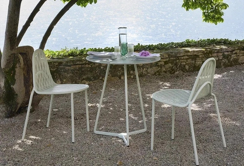 Krzesło metalowe Malvasia zielone jasne do jadalni i kuchni nowoczesne na taras