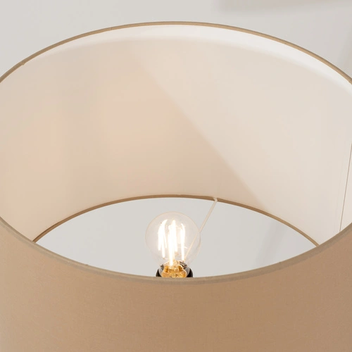 Lampa stojąca do salonu NEVIA nowoczesna beżowa z abażurem trójnóg 135 cm