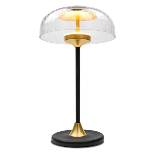 Lampka nocna LED Vitrum nowoczesna glamour do sypialni czarna i złota ALTAVOLA DESIGN