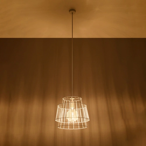 Lampa wisząca Gate biała nowoczesna metalowa do salonu kuchni i nad wyspę 35 cm