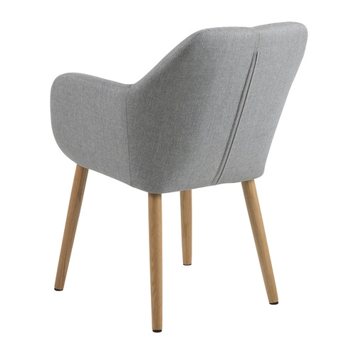 Krzesło tapicerowane Emilia szare z podłokietnikami do jadalni i salonu skandynawskie Actona